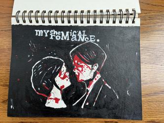 My Chemical Romance album cover painted in Trinity Coblentz's sketchbook.