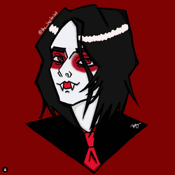 A digital drawing of a revenge-era, vampire Gerard from My Chemical Romance